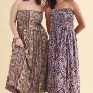 EARTHBOUND Strapless reversible Floral and Paisley Dresses